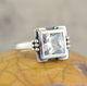 Square Glass Ring with Inlays