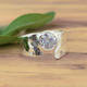 Vintage Intarsia Silver Glass Ring