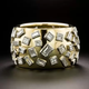 Gold ring with glass inlays Vintage