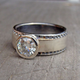 Vintage Inlaid White Glass Silver Ring