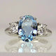 Ring with blue diamond crystal in sterling silver