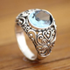Wine Harvest Ring with Blue Inlay Stone