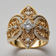 Bright Gold-Plated Ring with Crystal