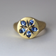 Ring with Blue Crystal Flower in Vintage Gold