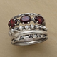 Red Multi-layer Ring in Vintage Silver