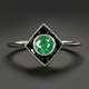 Ring with Green Crystal in Vintage Silver