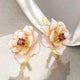 White Flower Red Zirconia Earrings
