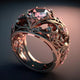 Vintage Exotic Golden Leaf Red Zirkonia Ring
