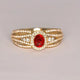 Elegant ring with layered red crystal and gold