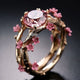 Exotic Ring with Pink Flower and Golden Crystal
