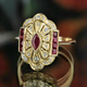Gold Shimmering Mandala Ring in Vintage Style