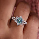 Elegant White Gold Turquoise Flower Ring