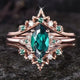 Elegant Ring with Green Crystal Rose