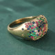 Colorful crystalline golden ring