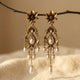 Vintage Flower Imitation Pearl Tassel Drop Earrings