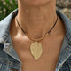Gold Leaf Pendant Choker Necklace