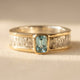 Vintage Green Beryl Gold-Tone Finish Stainless Steel ring