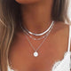 Layered Silver Choker and Pendant Necklace Set