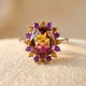 Bi-Color Purple & Yellow Crystal Statement Ring
