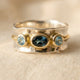 Vintage Blue Inlaid Stones Gold-Tone Finish & ring