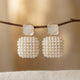 Art Deco Gold Pearl Square Drop Earrings