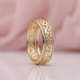 Gold Filigree Band Ring with Crystal Edges