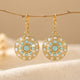 Vintage Turquoise Gold Mandala Geometric Earrings
