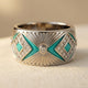 Wide Bohemian Turquoise Blue Porcelain Statement Ring Vintage Ring