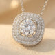 925 Sterling Silver Elegant Moissanite Necklace With Double Halo Design Necklace