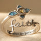 Silver Faith Cross Mustard Seed Abalone Shell Ring