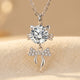 Elegant 925 Sterling Silver Moissanite Cat Pendant Necklace with Delic