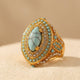 Bohemian Vintage With Synthetic Gems Turquoise Luxury Ring