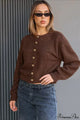 Damen Strickjacke Mit Knopfleiste Und Rundhalsausschnitt