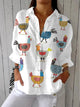 Damenbluse Mit Print Und V Ausschnitt