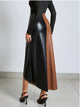 Tri-Color Leather Skirt