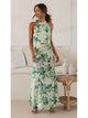 Damen Maxikleid Mit Blumenprint Und Neckholder