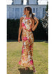 Damen Maxikleid Mit Blumenprint Und Halterneck