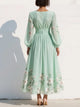 Damen Midikleid Mit Blumenmuster Und V Ausschnitt Grün