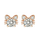 Moissanite Rose Gold Cat Stud Earrings in 925 Sterling Silver
