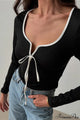 Damen Crop Top Mit Raffdetail Und Bindeband