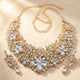Vintage Baroque Gold Necklace Earrings Jewelry Set