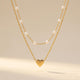 Geometric Beaded Heart Pendant Alloy Necklace
