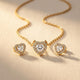 Elegant Gold Heart Pendant Necklace Earring Jewelry Set