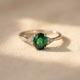 Green Stone Inlaid Silver Stack Ring