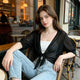 Damen Kurz Cardigan Transparent Mit Bindeband
