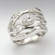 Vintage Layered Wavy Zirconia Silver Ring