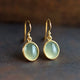 Vintage Green Moonstone Gold Earrings