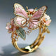 Brilliant Butterfly Ring in Vintage Gold