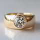 Vintage Inlaid Round White Crystal Gold Ring