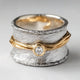 Thick thin gold-plated ring with vintage crystals